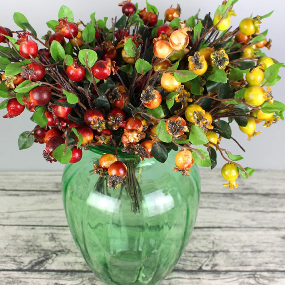 

2 Pcs Floral Simulation Pomegranate Fruit Decoration Faux Arrangements Artificial