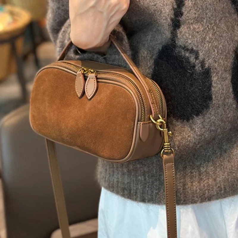 

High-end Simple Shoulder Bag Fashionable Versatile Horizontal Small Square Bag First Layer Of Soft Cowhide Women's Crossbody Bag