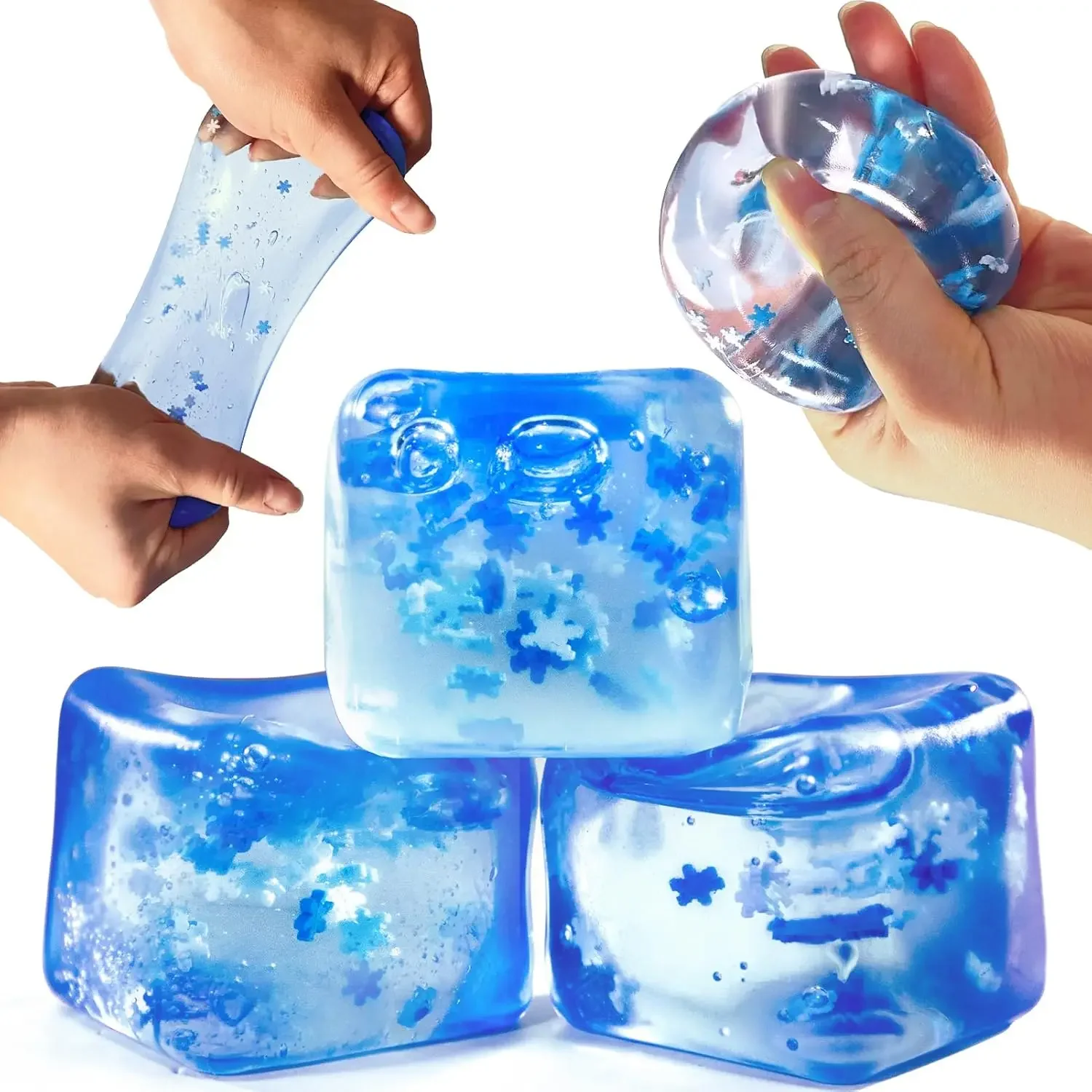 A Squishy Ice Cube Stress Balls Slow Rising Soft Squeeze Ball for Anxiety Relief Adults Hand Grip Desktop Decor Home Ornament