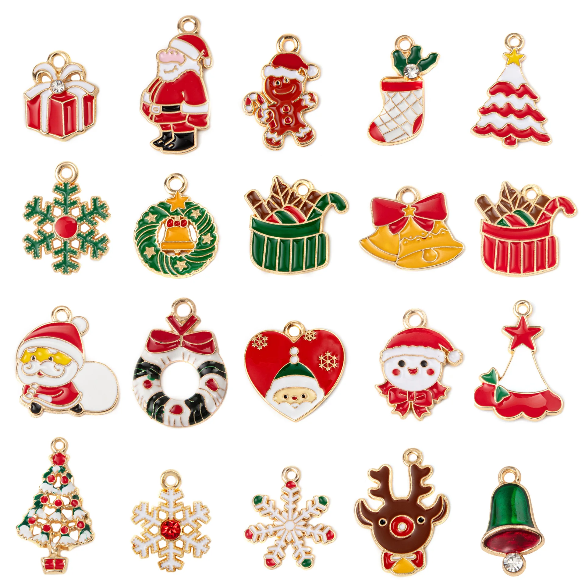 Christmas European American DIY Alloy Pendant Snowflake Oil Drop Earring Bracelet Keychain Small Pendant DIY Jewelry Accessories