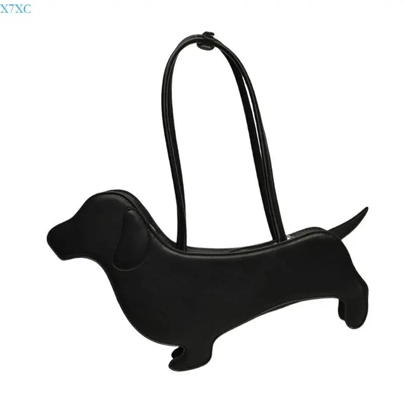 X7XC Elegant PU Leather Underarm Bag Dachshund Shoulder Bags Casua; Handbag For Lady
