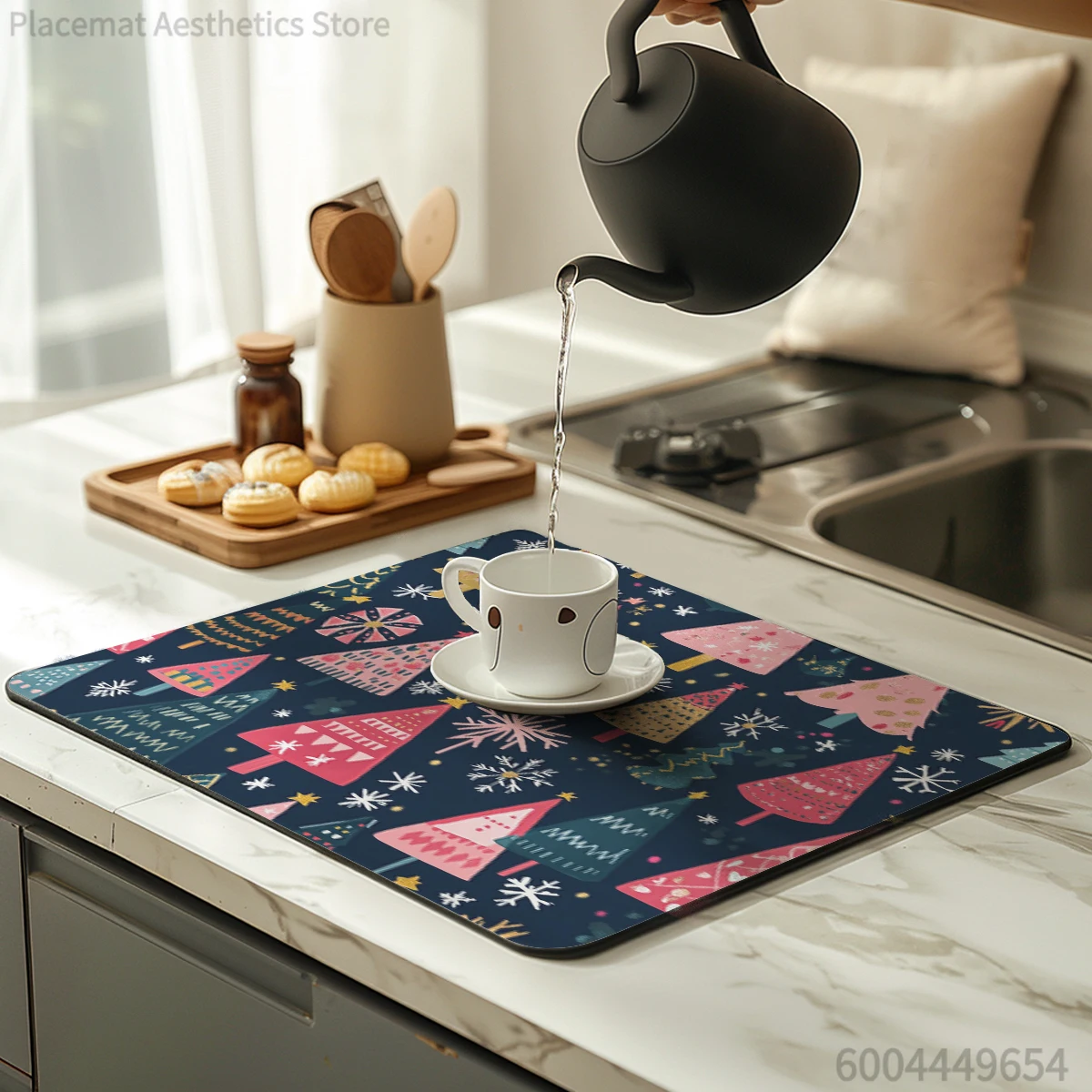 Kitchen Absorbent Drying Mat Christmas Cartoon Christmas Tree Kitchen Table Decoration & Accessories Color Pattern Tables Mats
