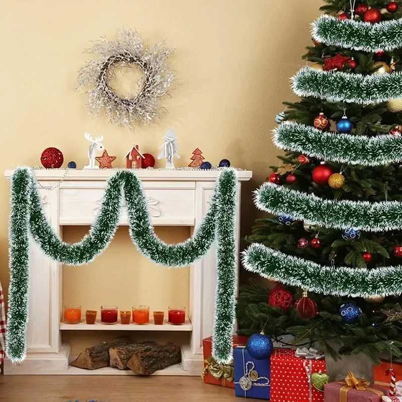 2 M Toptan Noel Şerit Çelenk Yeşil Kamışı Tinsel Kurdeleler Noel Ağacı Asılı Sarkık Çelenk Süsler Ev Partisi Malzemeleri