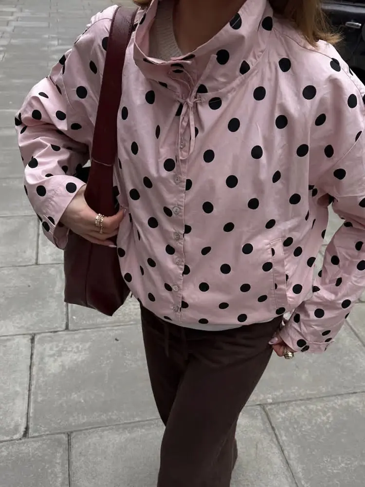 HH אביב ז'קט מנוקד לנשים מעילי שרוך ורוד אלגנטי עם שרוולים ארוכים ז'קט אופנה בגדי רחוב