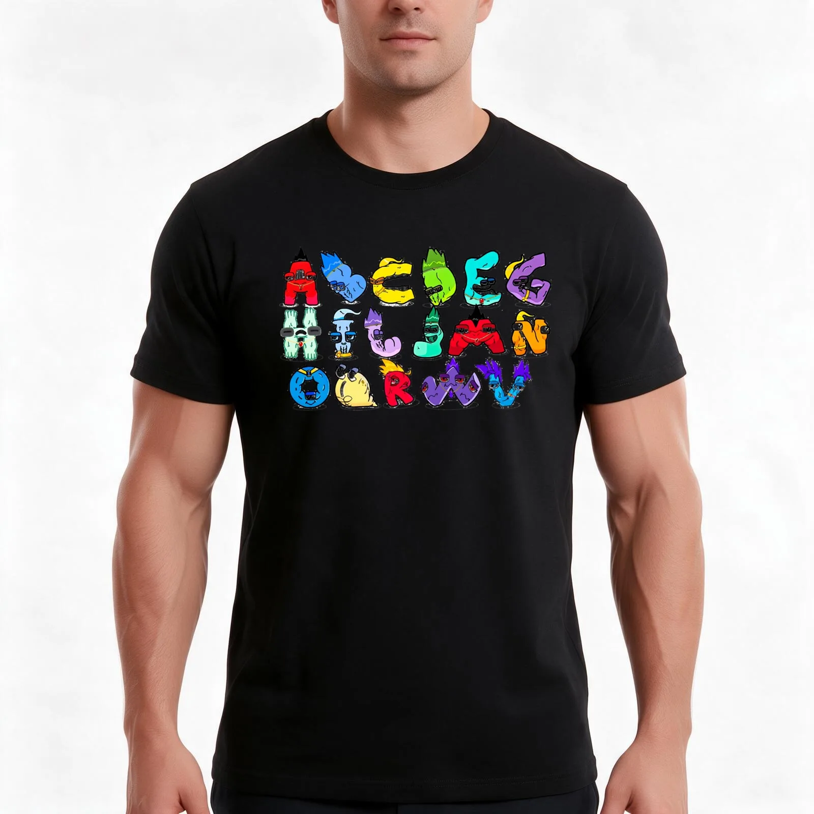 Alphabet lore transformation T-Shirt, Summer Casual Cotton Tee, Oversized Streetwear Tops, Vintage Graphic Print, 100% Cotton