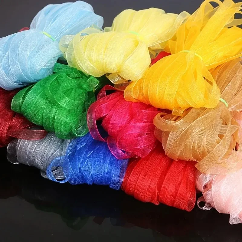 10meter/roll 6mm Organza Ribbon Chiffon Transparent Ribbon Cake Candy Box Gift Packaging Accessories Sewing Party DIY Decorate