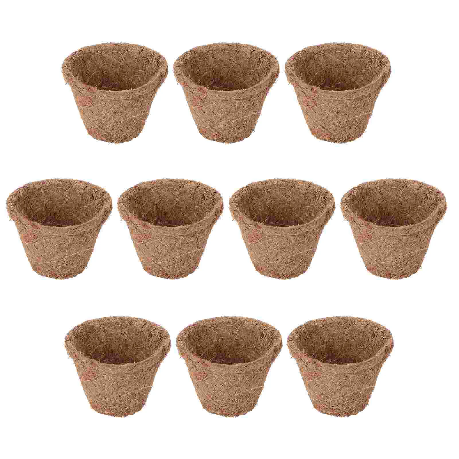 10 Pcs Coconut Palm Nursery Basin Flower Pot Coir Planter Replacement Container Flowerpot Ornament Mats Basket Growing