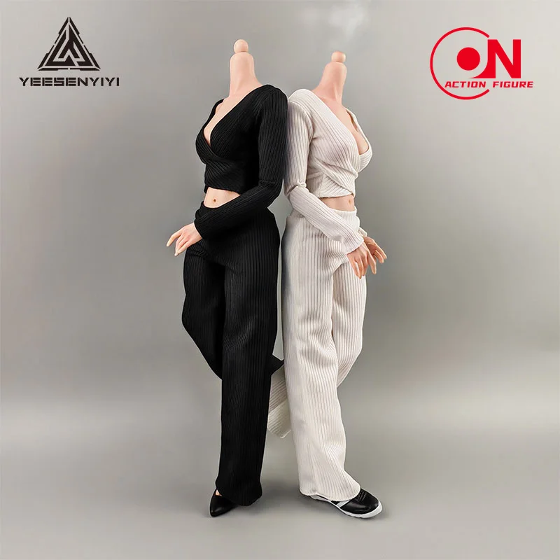 1/6 Female Thick Striped Wide Leg Pants Clothes Accessories Model Fit 12'' AT202 AT203 Soldier Action Figure Body Dolls