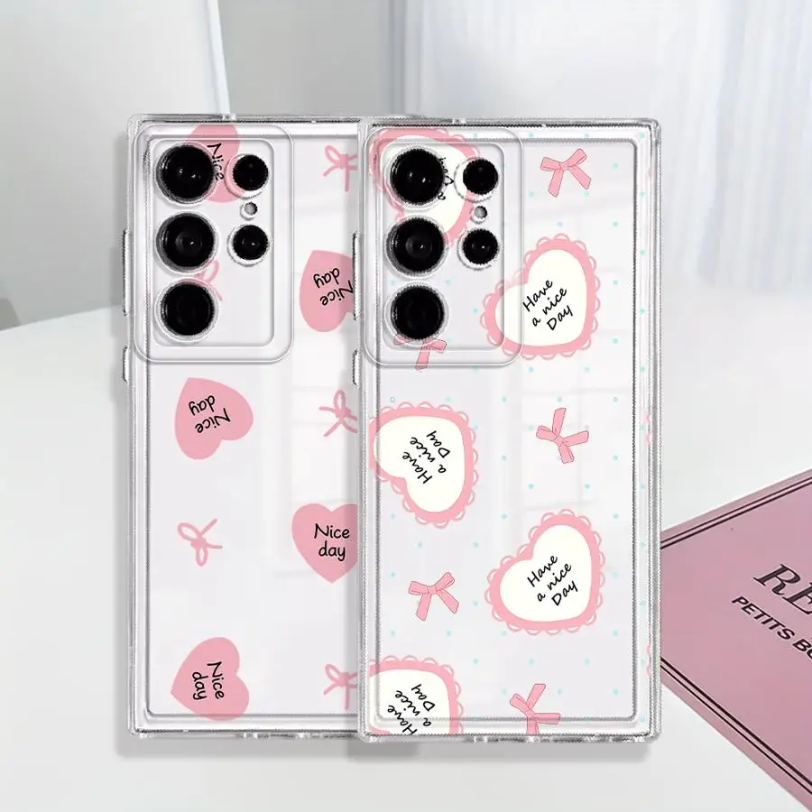 Phone Cover Case for Samsung Galaxy S26 S23 Ultra S24 S21 S22 FE Note 20 Ultra 10 S20 Plus S25 Edge Pink Fringed Heart