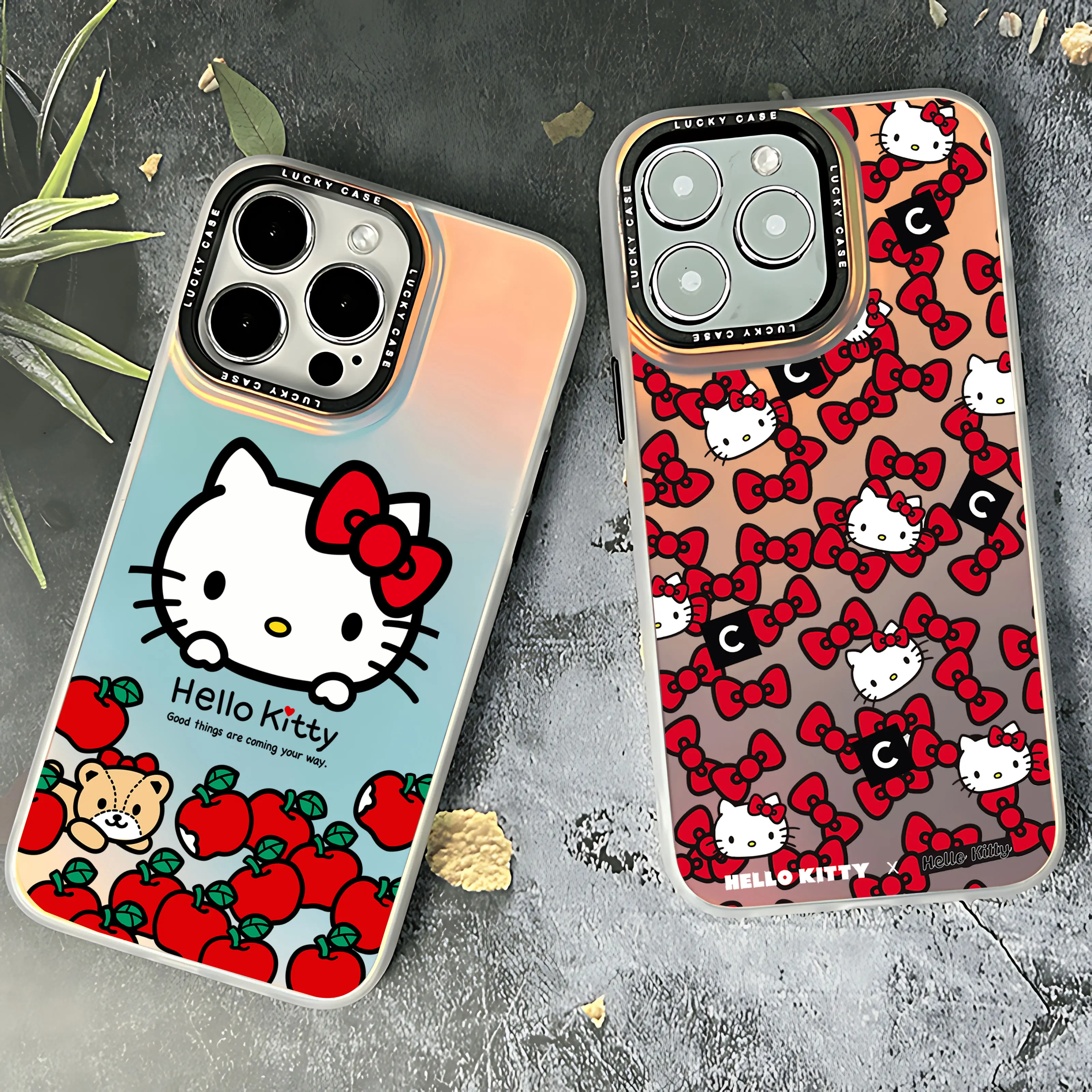 

Cartoon Red Hellos Kittys Phone Case for Samsung Galaxy S24 S23 S22 S21 S20 FE Ultra Plus 5G Matte Aurora Laser Gradient Cover
