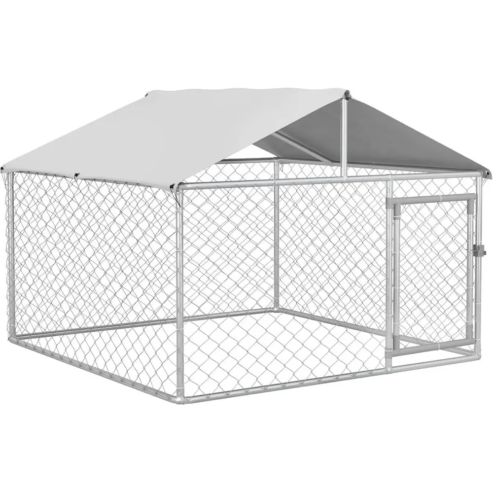 

Прочная уличная будка для собак с водонепроницаемым покрытием, оцинкованным сетчатым ограждением и надежным замком для крупных собак, кур, уток - 6,5' x 6,5'