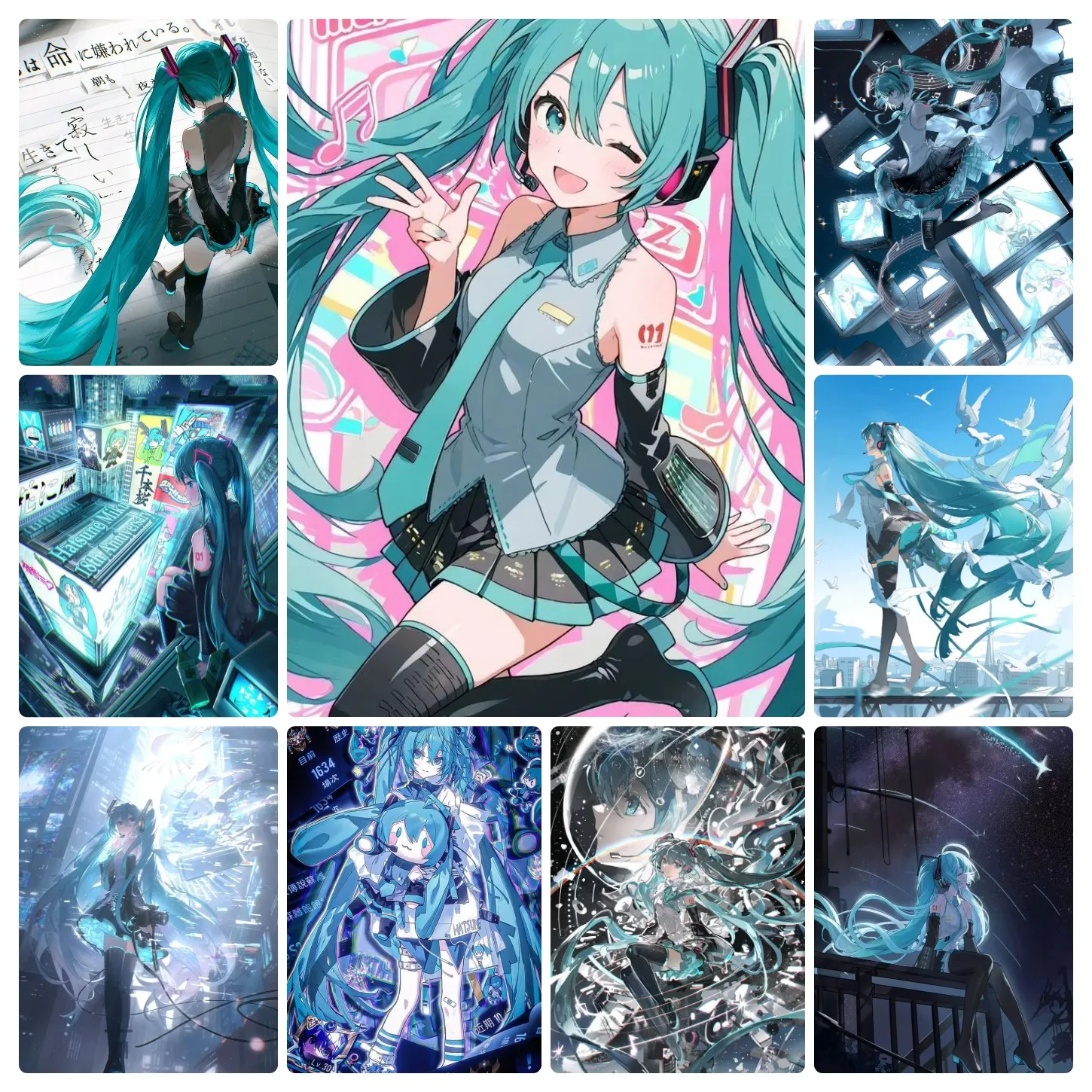 Large Jigsaw Puzzle 500/1000 PCS Hatsune Miku Anime Paper Puzzles Adult Present Portable Box for Family Games Educational Toys