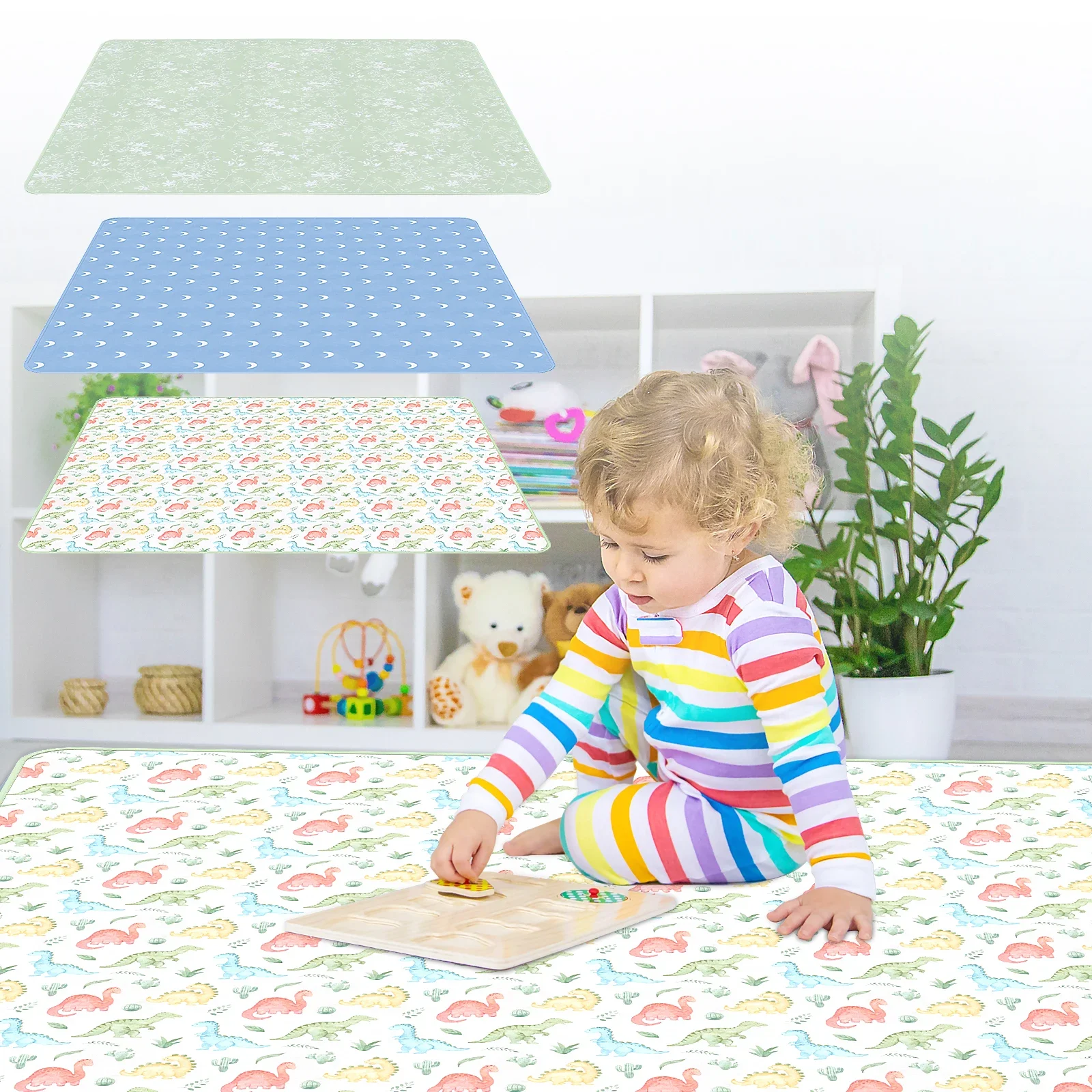 Estera de juego para bebé, 51 pulgadas, impermeable, silla alta para bebé, estera contra salpicaduras, estera antideslizante para interiores, estera para gatear para bebé, almohadilla de Picnic portátil multiusos