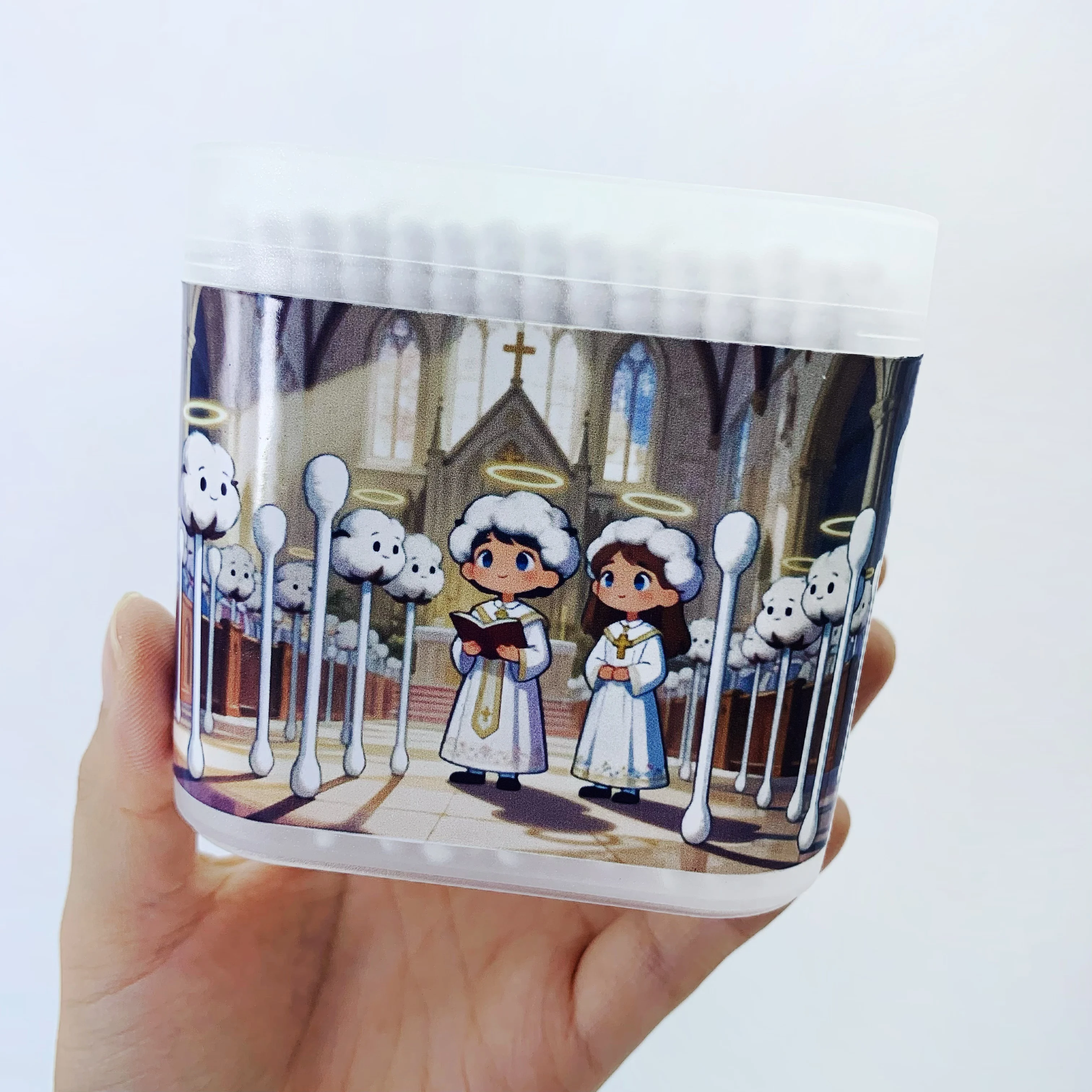 200개 예수 요소 이중 헤드 스크류 스푼 성인용 면봉 신앙 모양 면봉 스틱