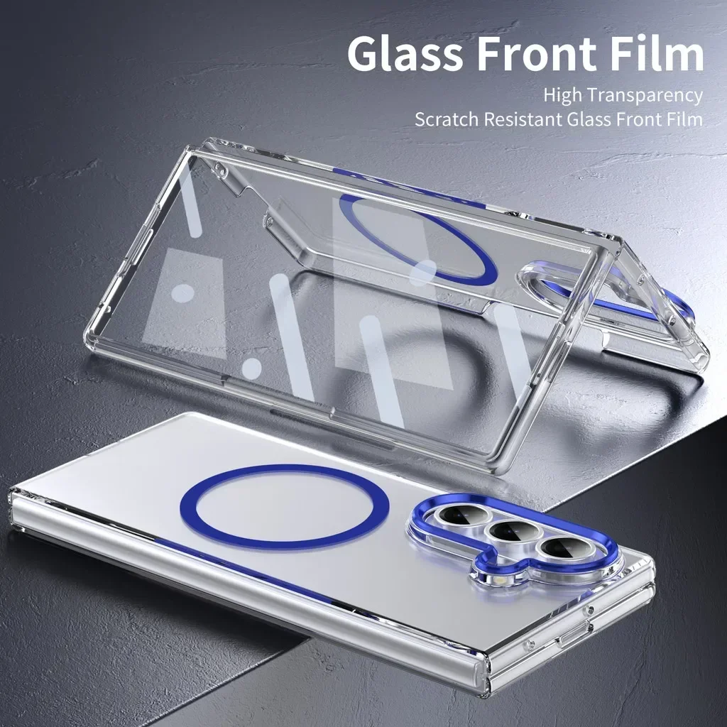 Für Samsung Galaxy Z Fold 8 Ultra Z Fold 8 7 6 5 4 Magnetische Kabellose Ladehülle mit Scharnierfolie Klarer Metall-Objektivschutz