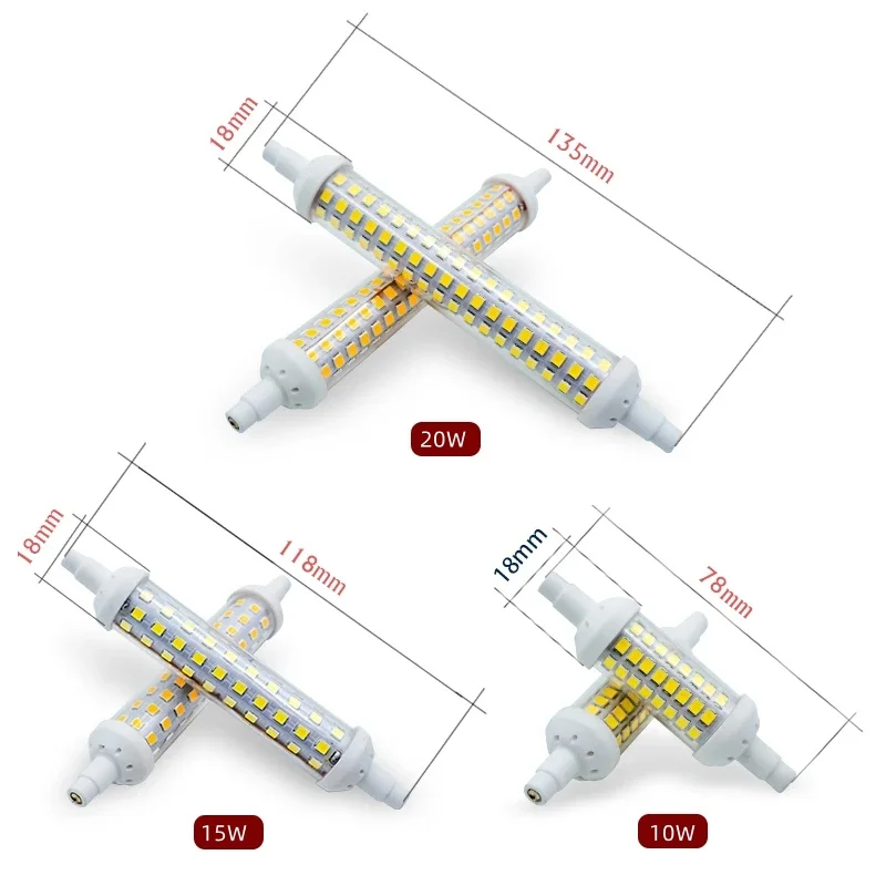 R7S LED 78mm 10w 118mm 15w 135mm 20w r7s Tube Light Bulb SMD 2835 Lampada LED Lamp 220V corn light Replace Halogen Light