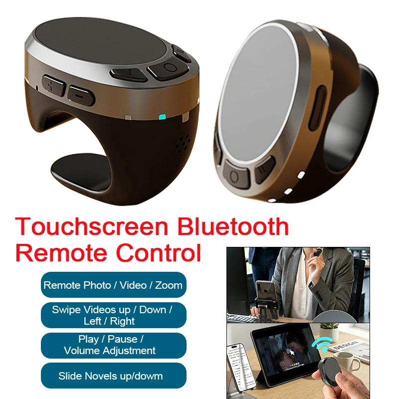 Scrolling Ring Remote Control Air Finger Ring Mouse with Touchpad Bluetooth Remote Selfies Scrolling Through Videos Ring Band