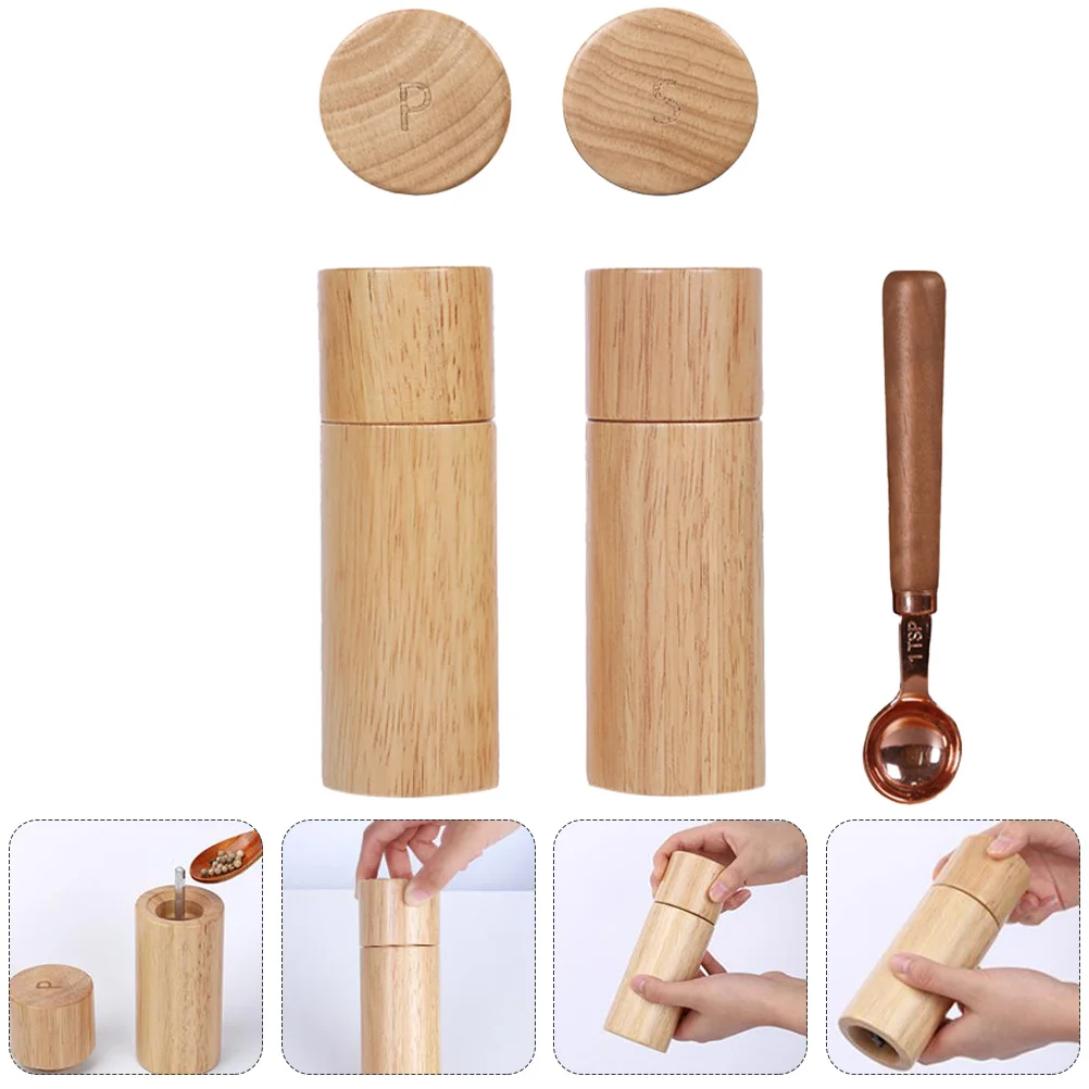 

3 Pcs Pepper Mill Kitchen Masher for Wood Grinding Tool Household Wooden Gadget