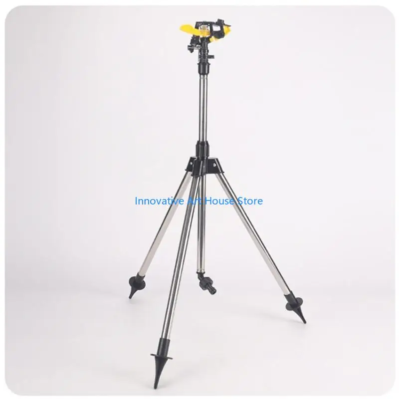 E1PC Outdoor Impact Sprinkler With Water-Direction Head, Three-Leg Stand With Ground Pins and Hose Attachment Pieces for