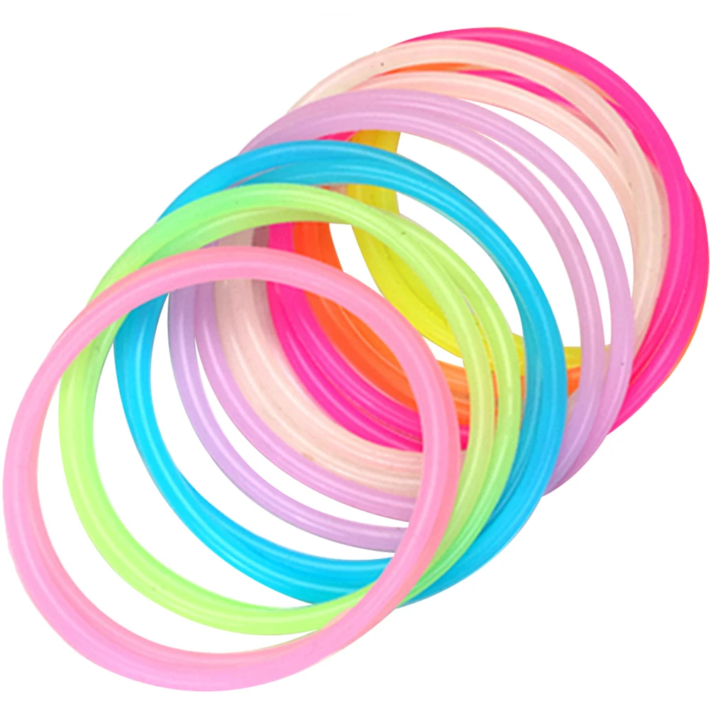 

50 Pcs Kids Bracelets Luminous Jelly Wristbands for Events Glowing The Dark Light up Child