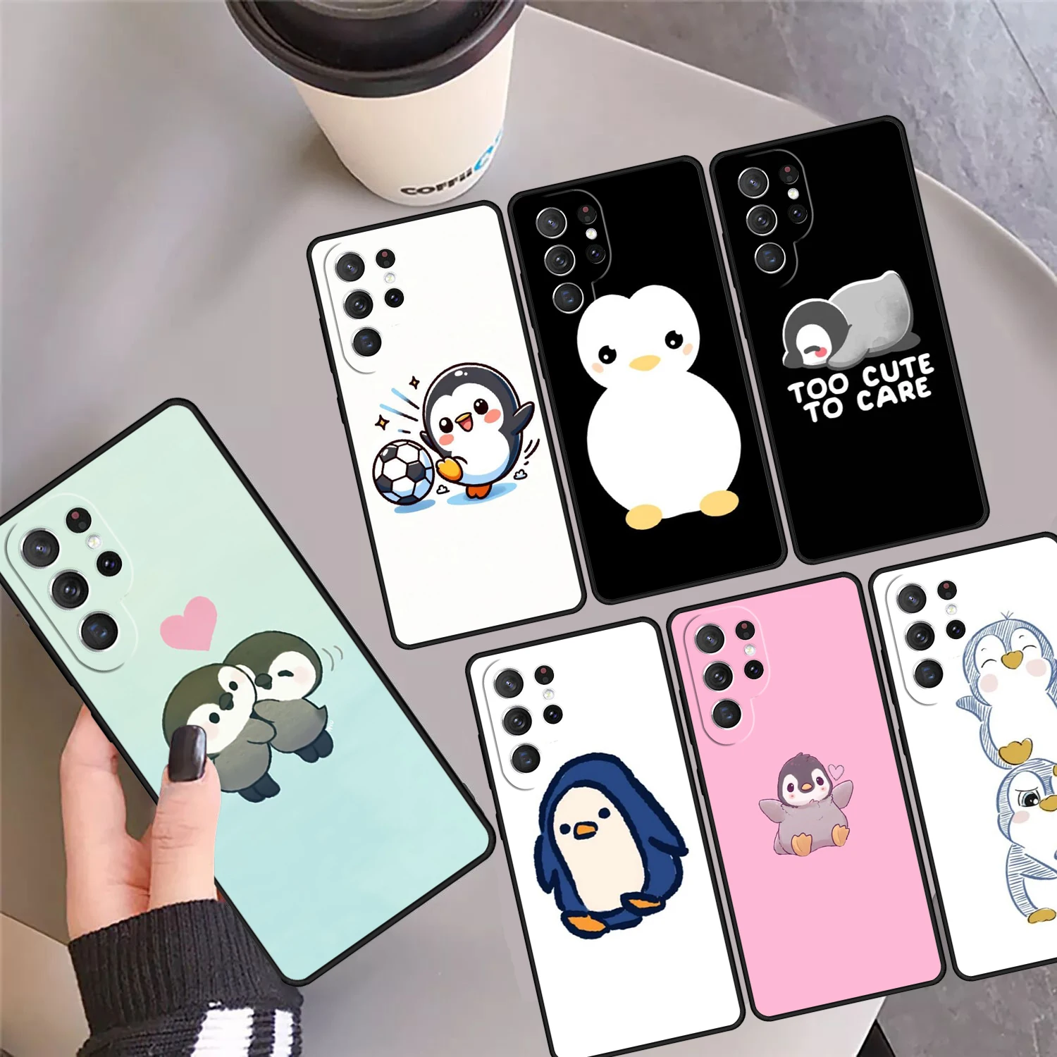 

Cute Kawaii Penguin Phone Case Cover Coque For Samsung Galaxy S24 Ultra 23 S22 Plus S21 FE S20 S8 S9 S10 Note 10 Pro Note 20