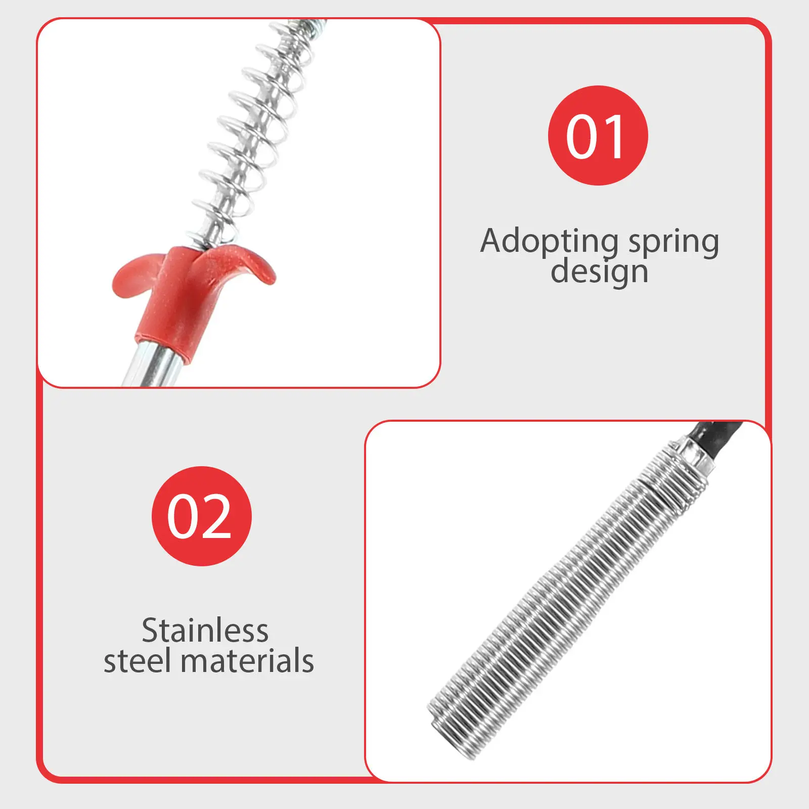 

Flexible Drain Clog Remover PP Stainless Steel Sink Cleaning Tool Bathroom Drain Hair Garbage Grabber Efficient Dredging Tool