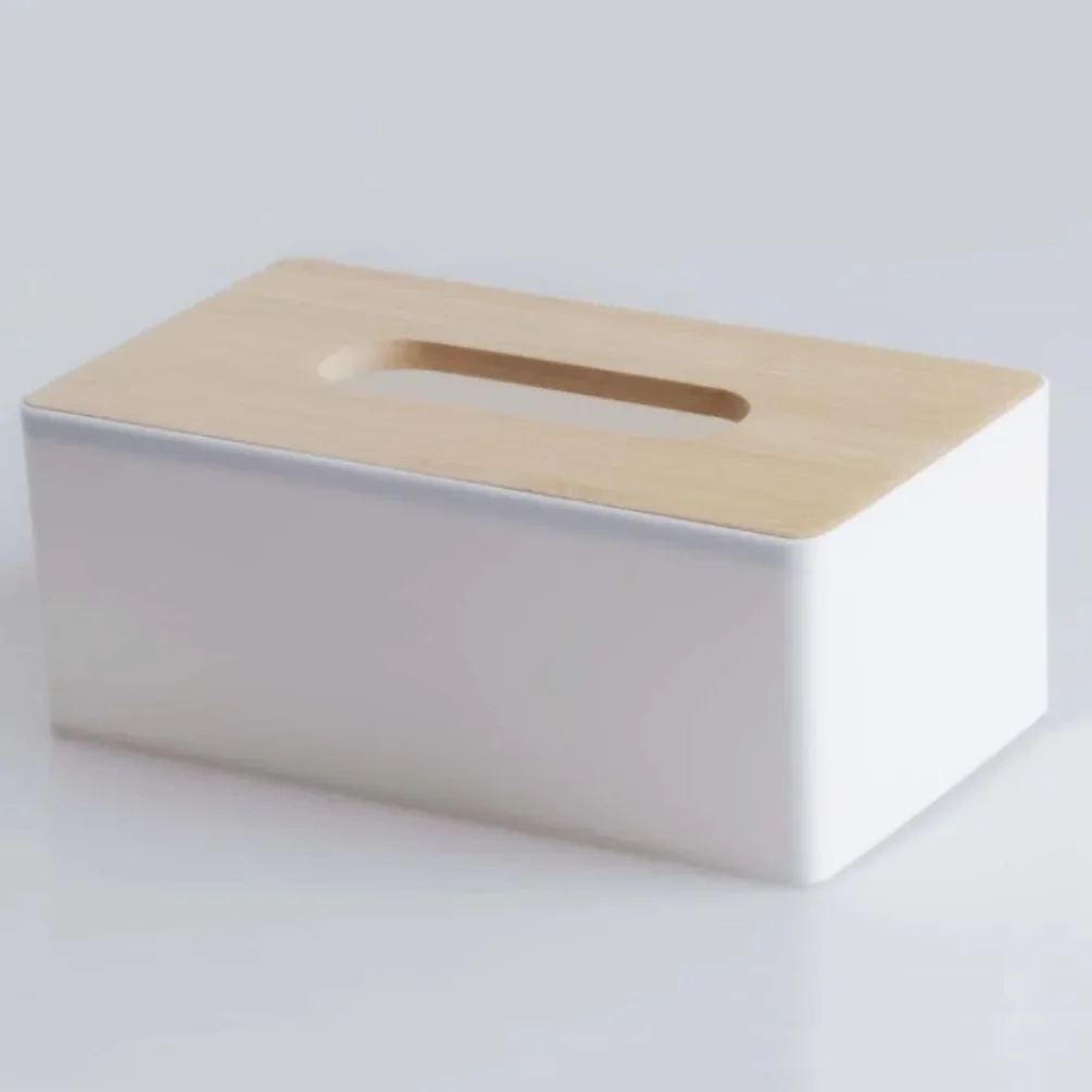 Wooden Tissue Box Thickened Box Office Household Paper Storage Box Elegant Car Tissue Holder Towel Dispenser Desktop Decoration