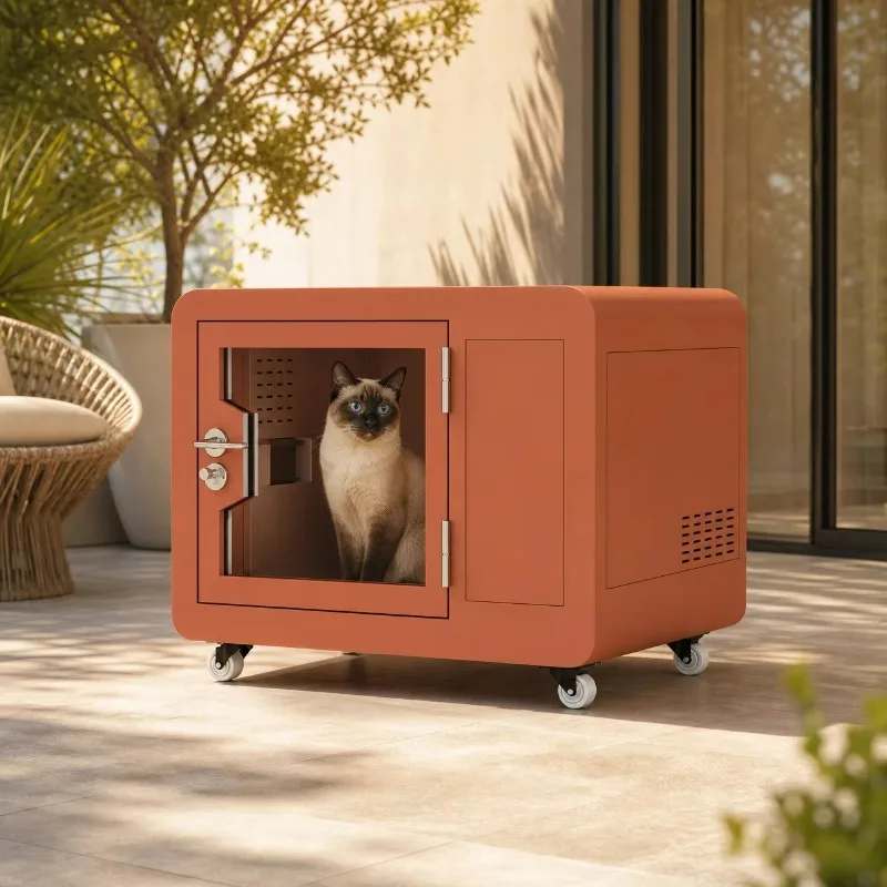 Luxury Mobile Soundproof Pet Rest Cabin Indoor Silent Dog Cat House Villa Modular Pet Sleep Pod with Wheels