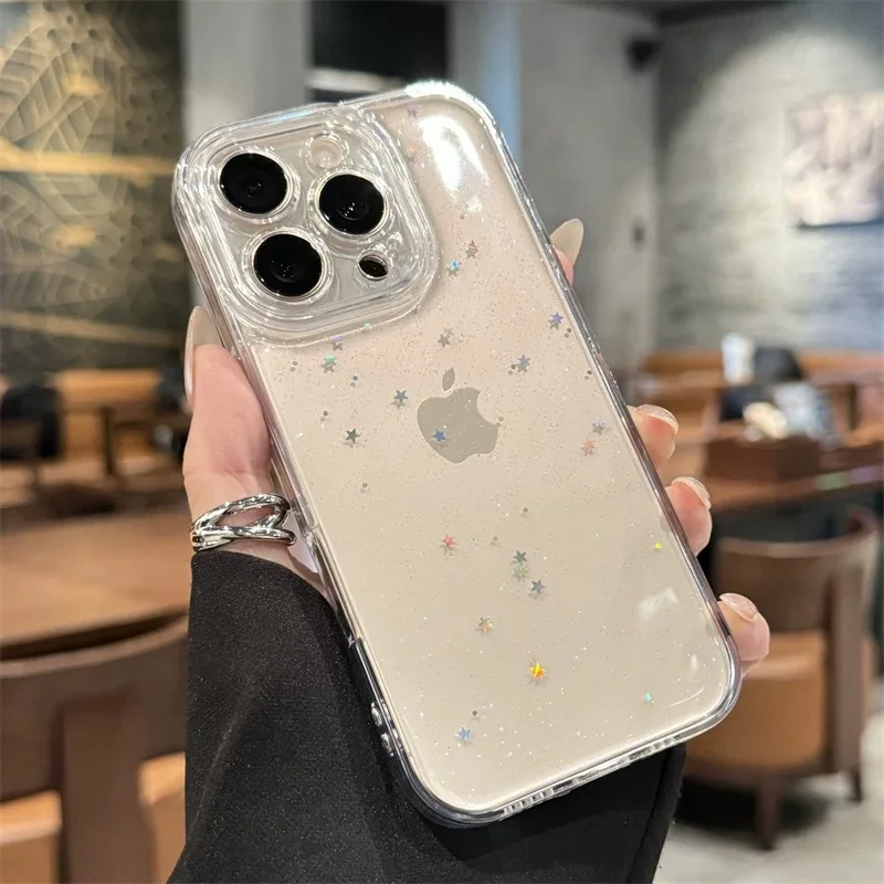 Funda de lujo transparente con brillantina y destellos para iPhone 17 16 15 14 13 12 11 Pro Max XR X XS 8Plus a prueba de golpes 2