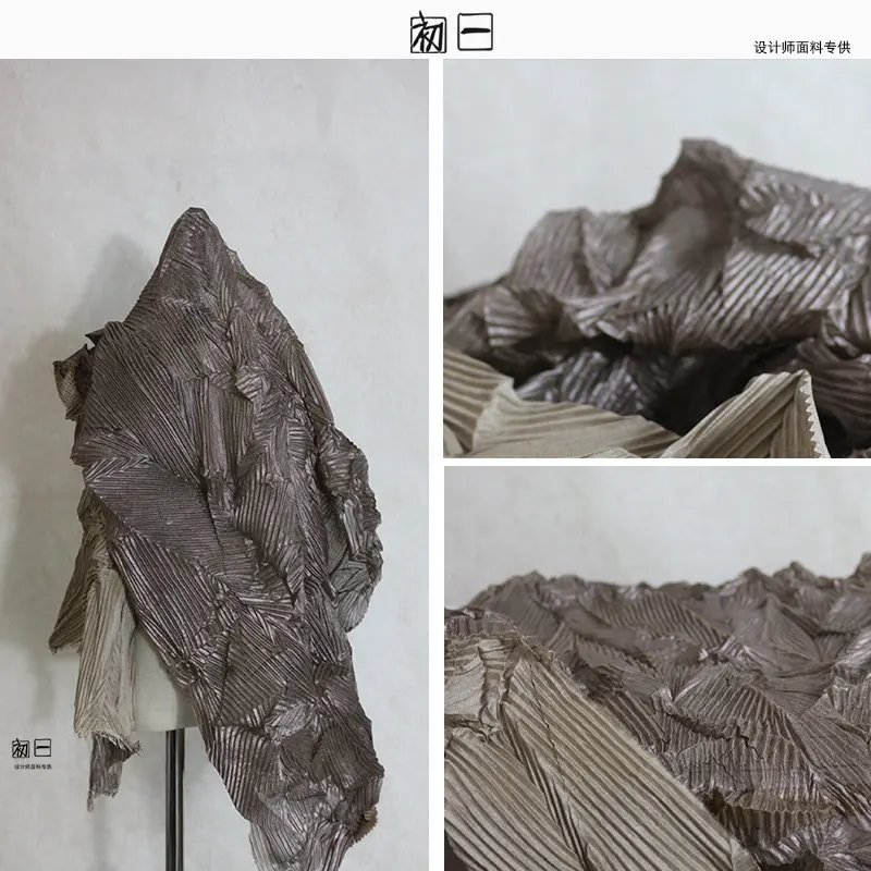 Light Coffee Color Louver Pleated Pleated Crepe Texture Reconstruction Texture Cloth Very Wide Creative Clothing Designer Fabric