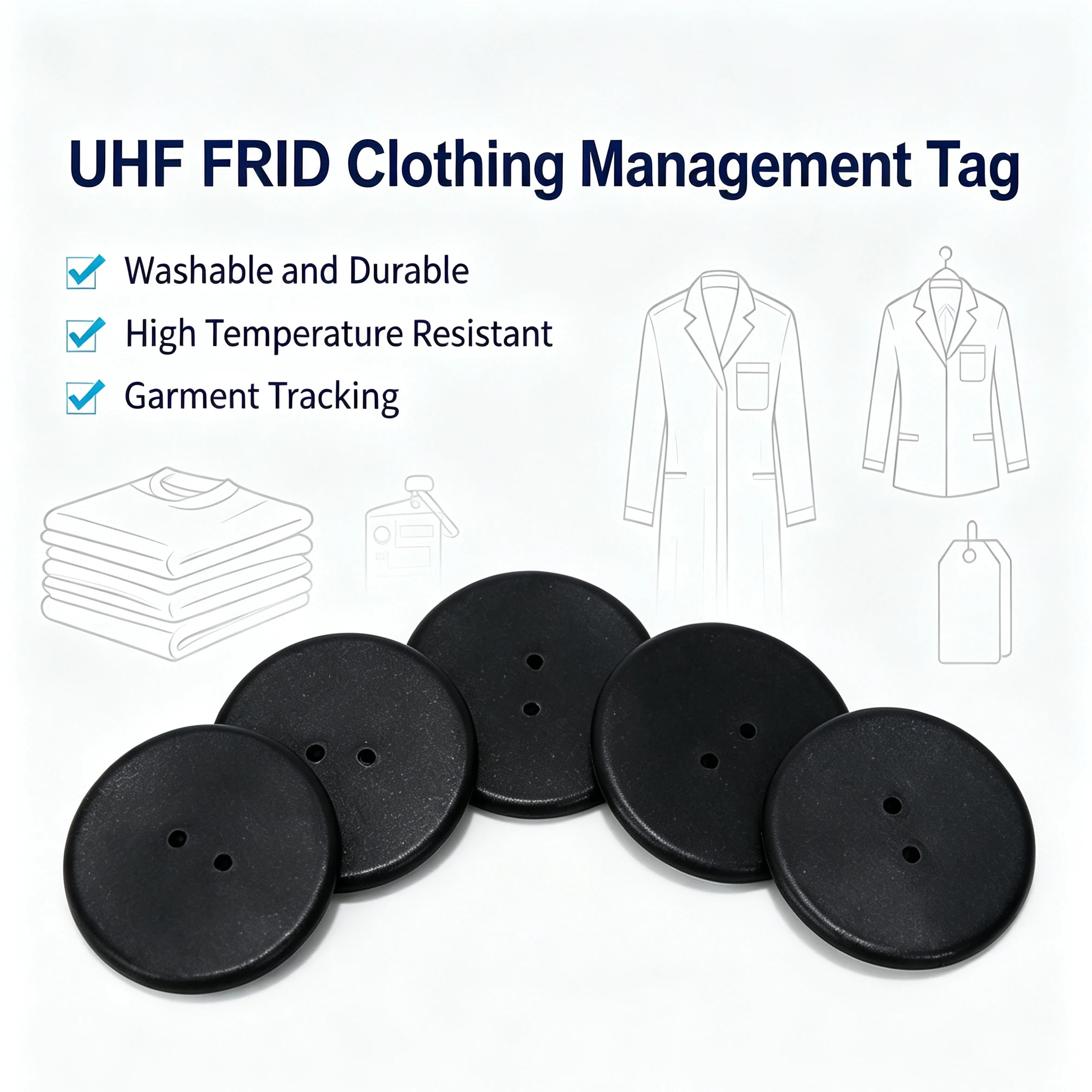 100pcs 860mhz 960mhz UHF RFID Passive Button Tag RFID Laundry Tag PPS Button Washable Heat ResistingFor Clothing Management