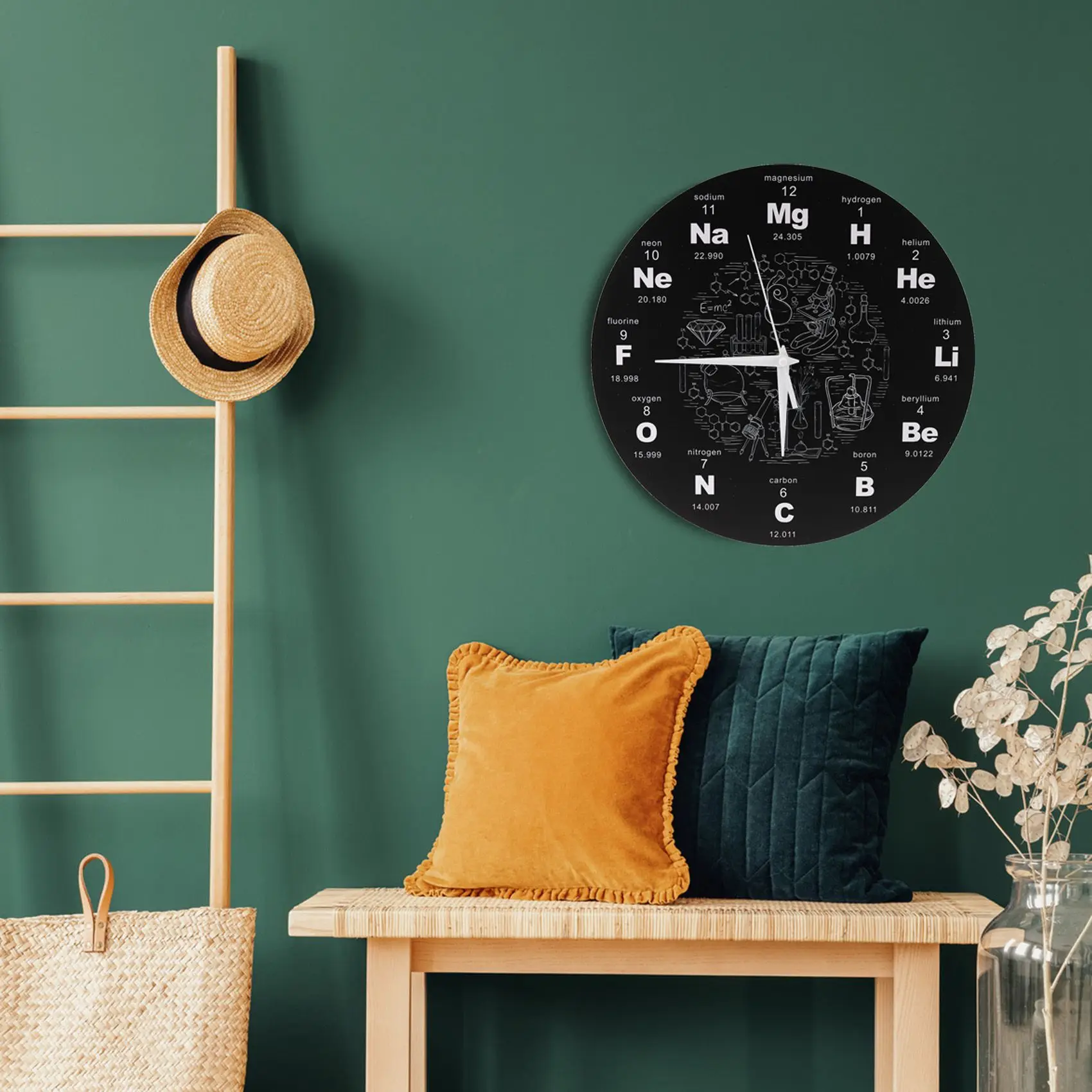 Horloge Murale Chimique pour Salle d'Exposition des Irritations, Tableau Périodique des Éléments, Art Mural, Attention ols, Cadeau pour Enseignant