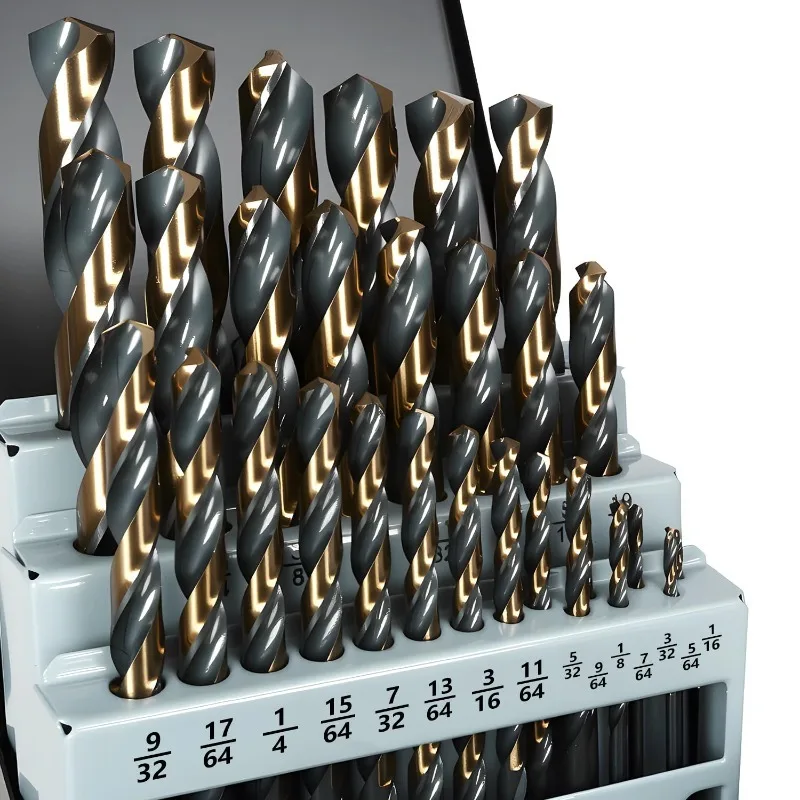 

Metal Drill Bit Set, Yougfin 29PCS High Speed Steel Drill Bits with Black and Gold Finish 1/16"-1/2" M2 Drill Bits with Index