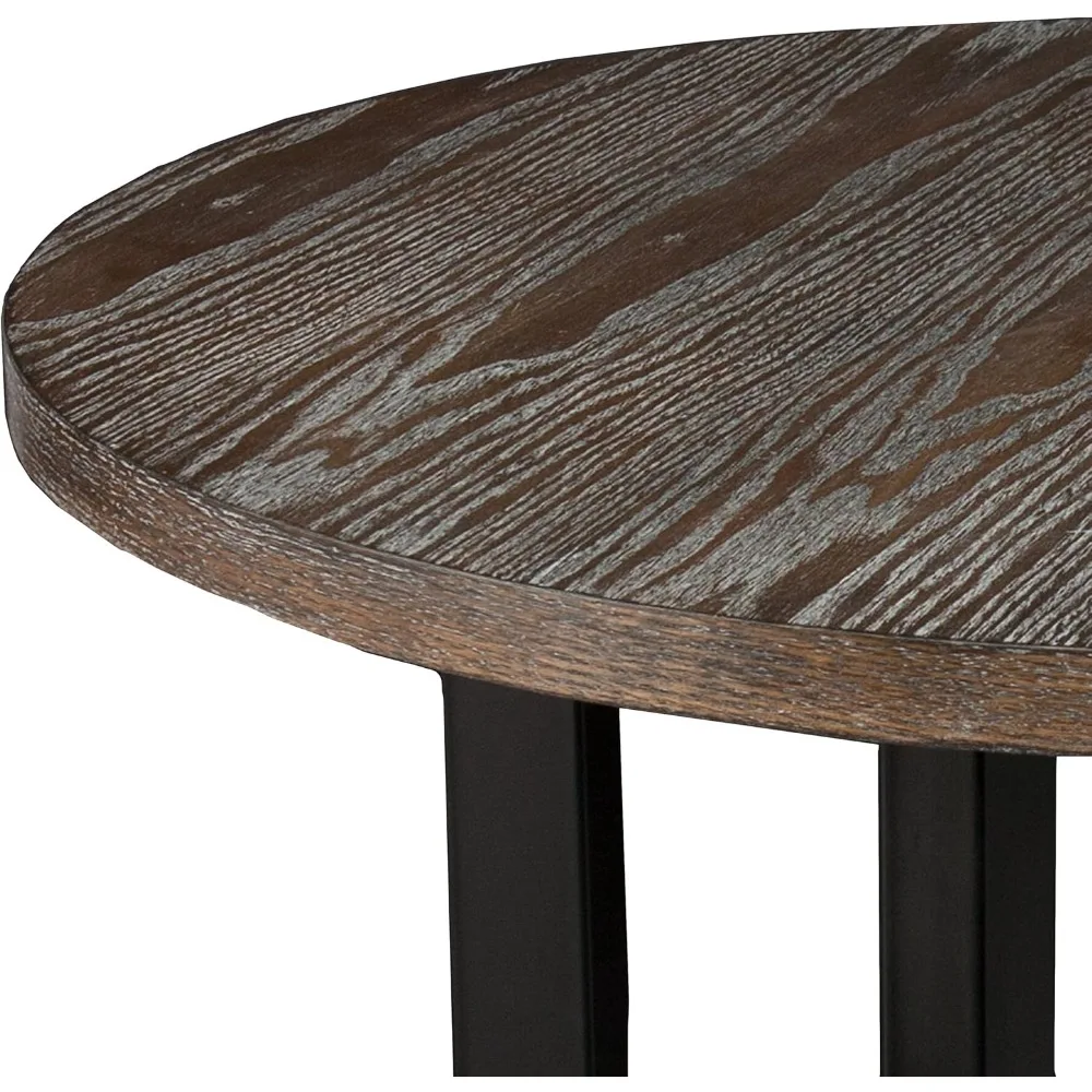 Stół bistro Danby 42, blat z wypalonym dębem i czarna rama, mieści 4 osoby