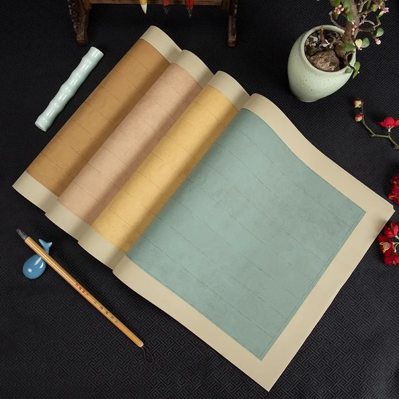 10 Sheets Retro Half Ripe Xuan Paper Calligraphy Creation Works Writing Paper 34x46 cm
