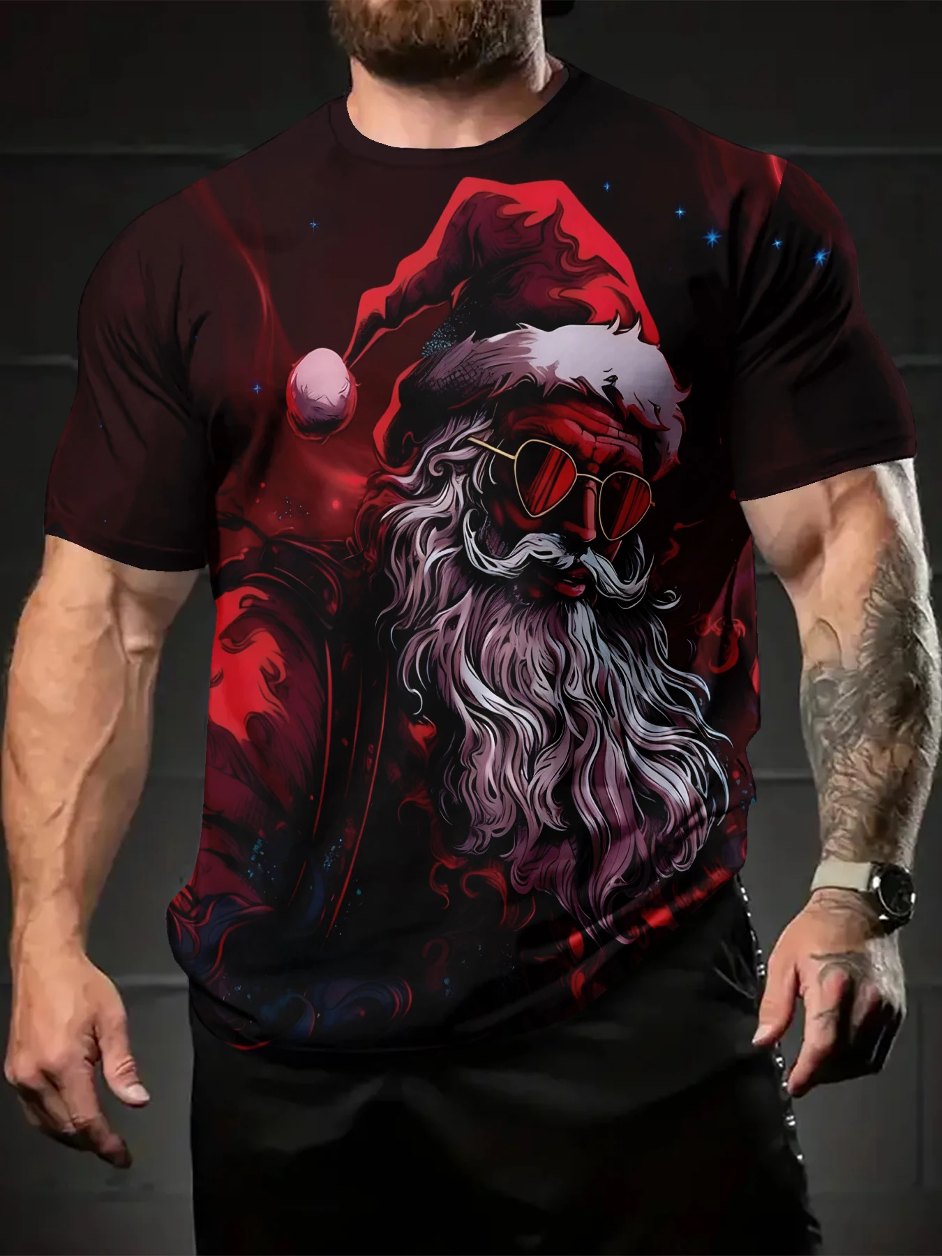 

Summer Crew Neck 3D Santa Claus Printed Men's T-shirt Big Size Breathable Fashion Short Sleeve Tops Outdoor Party Men Clothing