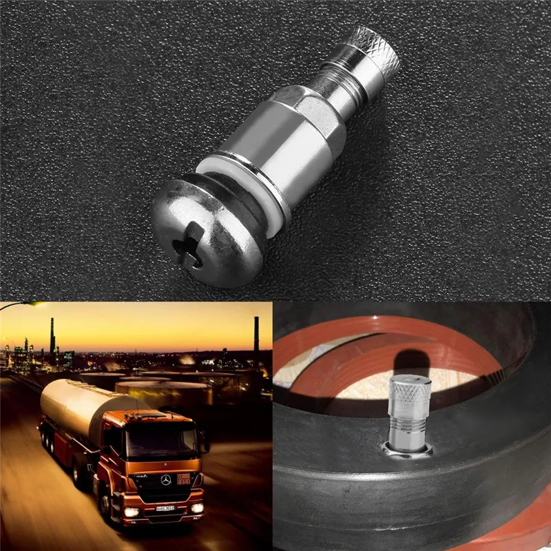 4pcs Bolt-in Stainless Steel Car Tubeless Wheel Tire Valve Stems Cap Hex With Dust Caps Inner Tube Valve Auto Accessories
