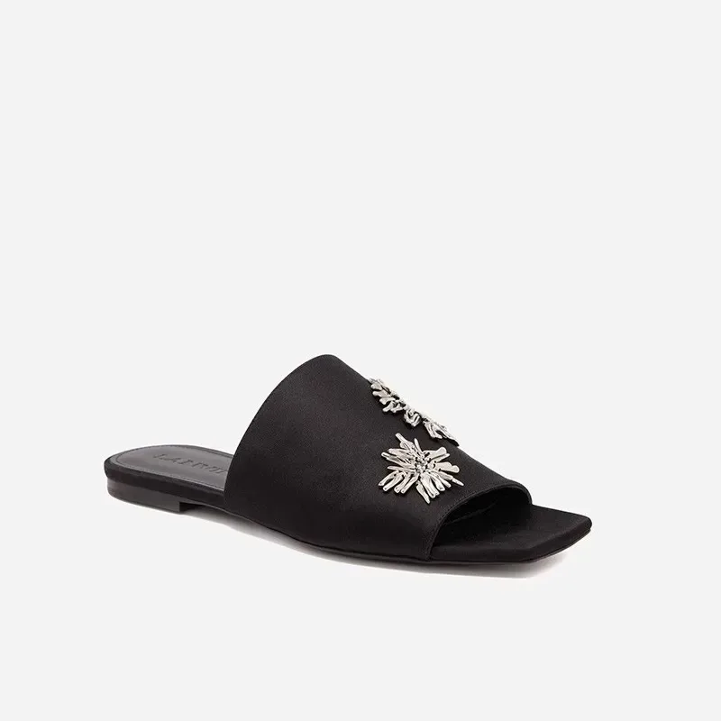 Women's Summer Shoes Natural Sude Sandals Ladies Genuine Leather Green Black Sandals Fashion Women's Shoes Outer Wear Slippers