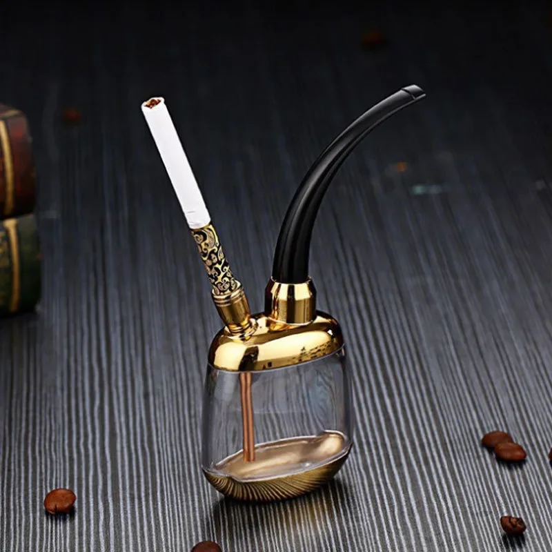 Portable Tobacco Pipe Acrylic Water Smoking Pipe Shisha Hookah Bicirculation Filter Cigarette Holder for Healthy