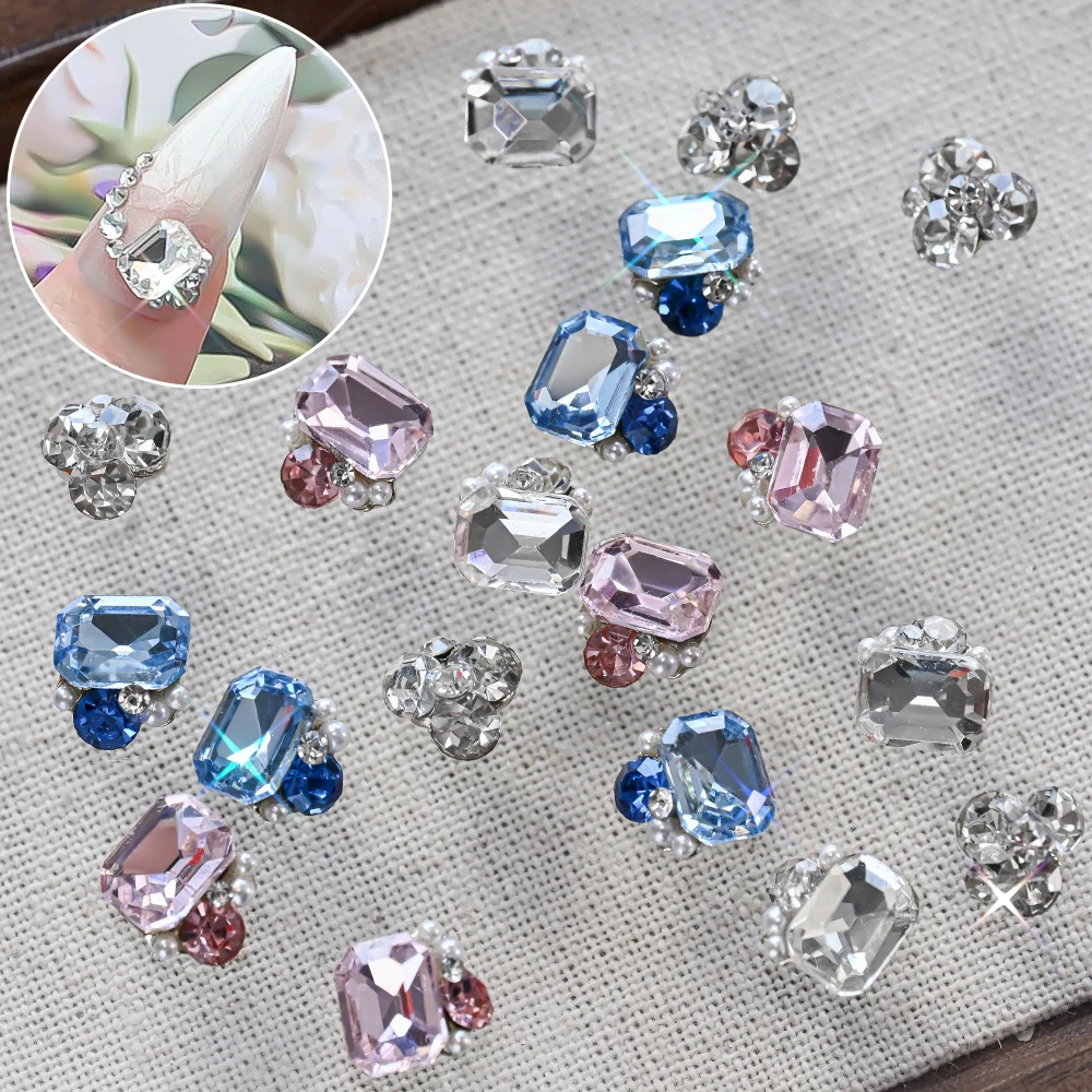 20Pcs 3D 크리스탈 다이아몬드 샤프 바닥 네일 참 네일 아트 라인 석 혼합 모양 다채로운 플래시 스톤 DIY 매니큐어 Decoratio