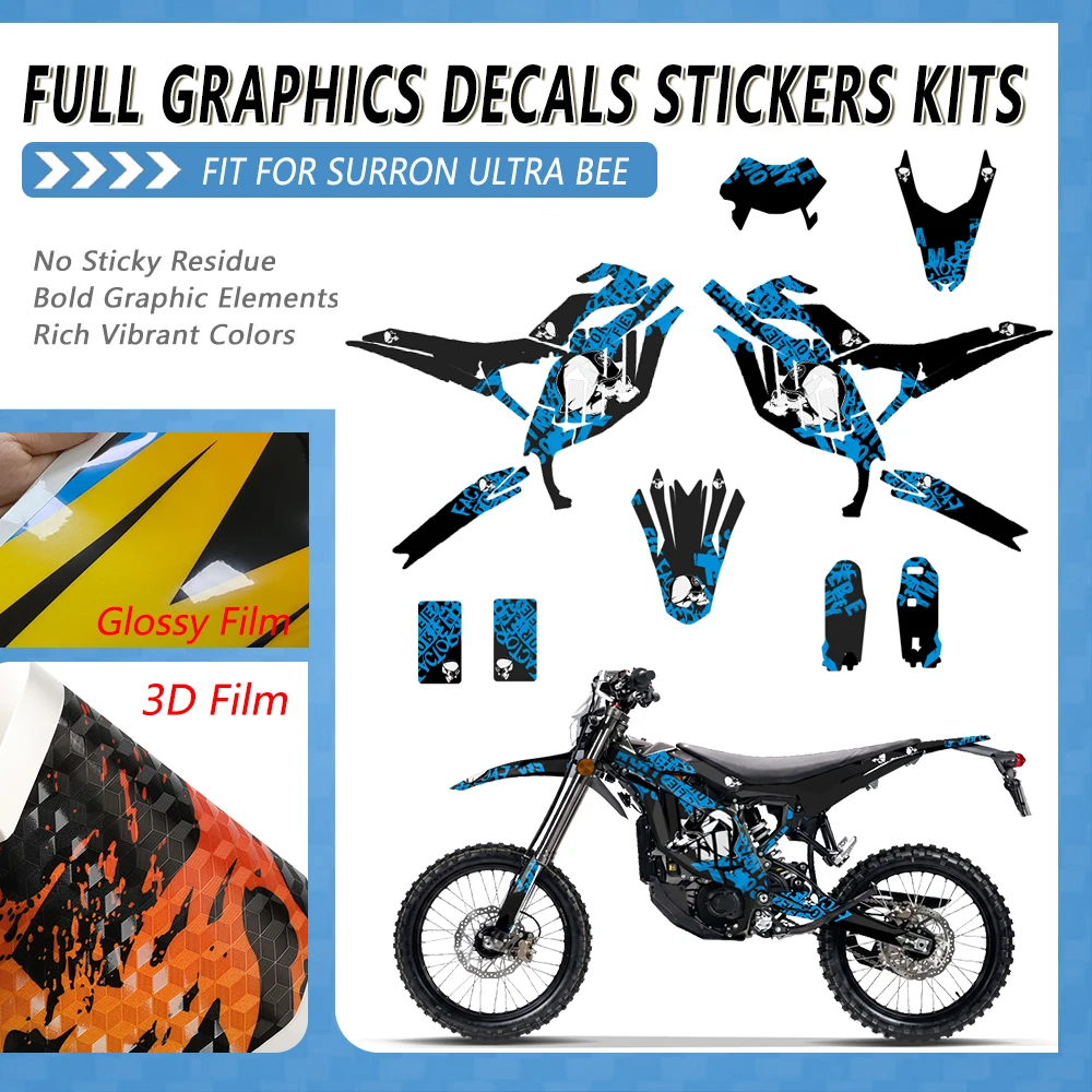 Thick Film Dirt Bike Decoration Graphics Decals Stickers Kit Motocross Background Fit for Sur-Ron Surron Ultra Bee 2023-2025