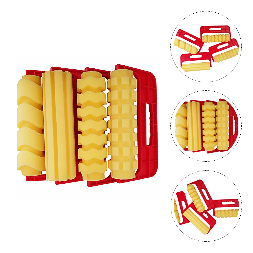 

4 Pcs Kids Painting Rollers Graffiti Sponge Drawing Kit Sponges Rolling Brush DIY Art Craft Washable Easy Clean Toy For Children