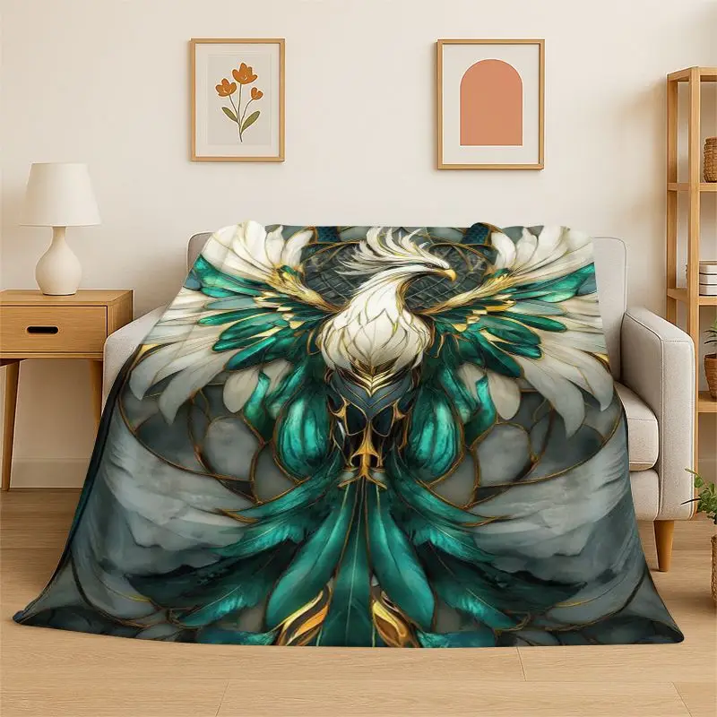 Deaem Fire Phoenix Rebirth Divine Bird Flannel Blanket Soft Warm Throw Blanket for Bedroom Living Room Bed Travel Camping Picnic
