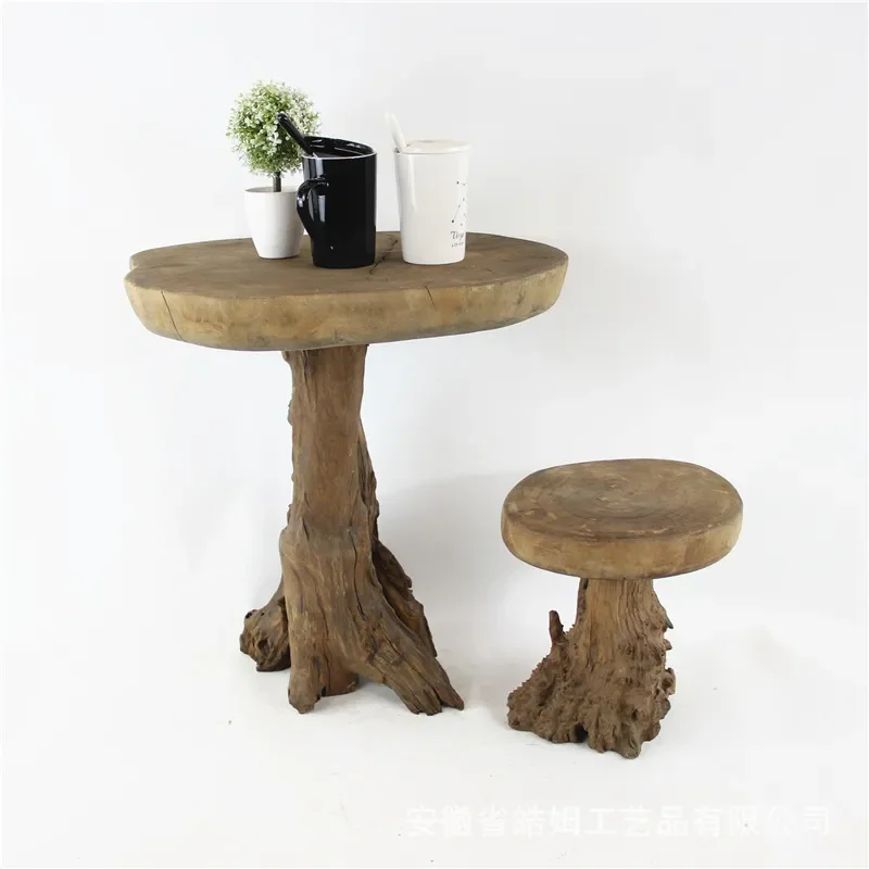 Handmade Dead Wood Small Bench Table Triangular Side Table Armchair Creative Decorative Furniture Ornament for Hotel Home