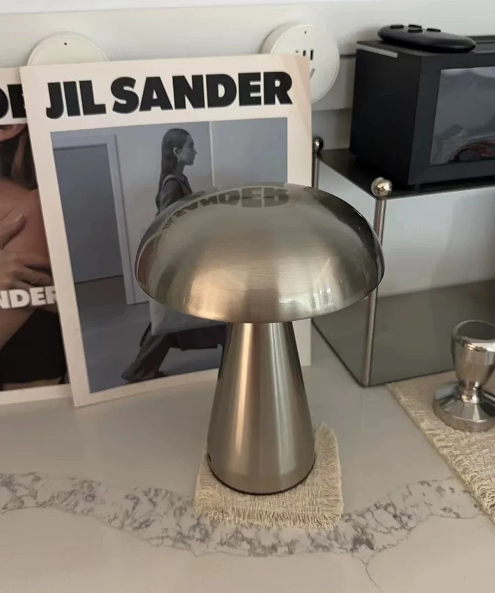 Retro Mushroom Table Lamp LED Touch Control 3 Color Dimming Rechargeable Night Light Coffee Bar Restaurant Desktop Decor Lamp