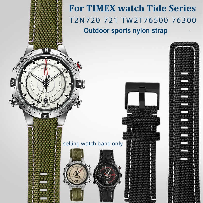 Nylon canvas watchband mans For TIMEX Tide Series T2N721 T2N720 T2N739 TW2T76500 76300 TW2T6400 Sports waterproof strap bracelet