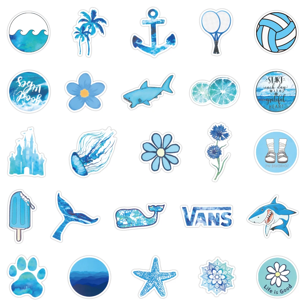 Blue Aesthetic Stickers Pack for Teens Girls Boys, Cute Blue Stickers, Waterproof Vinyl Stickers, Vsco Stickers f