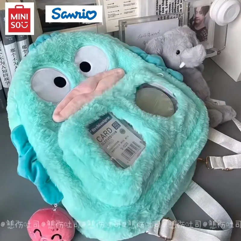 Miniso Sanrio Clown Fish Прозрачная сумка на плечо Милый плюшевый рюкзак Студенческий рюкзак Ugly Fish Милый пенал Kawaii Bag