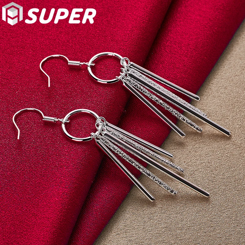 

925 Sterling Silver Tassel Earrings For Charm Women Jewelry Fashion Wedding Engagement Party Gift