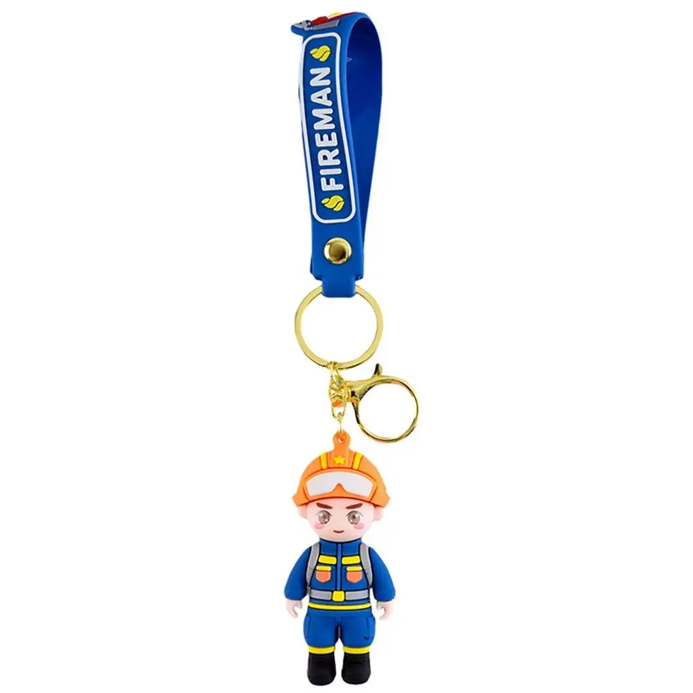 Portable Cute Fireman Keychain Delicate Creative Police Doll Pendant Key Ring Fashion Action Figure Car Key Chain Student